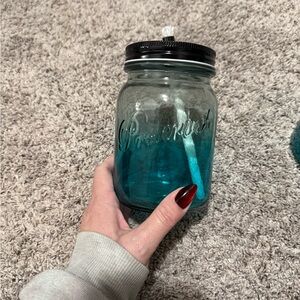 Ocean Blue Glass Candle Jar